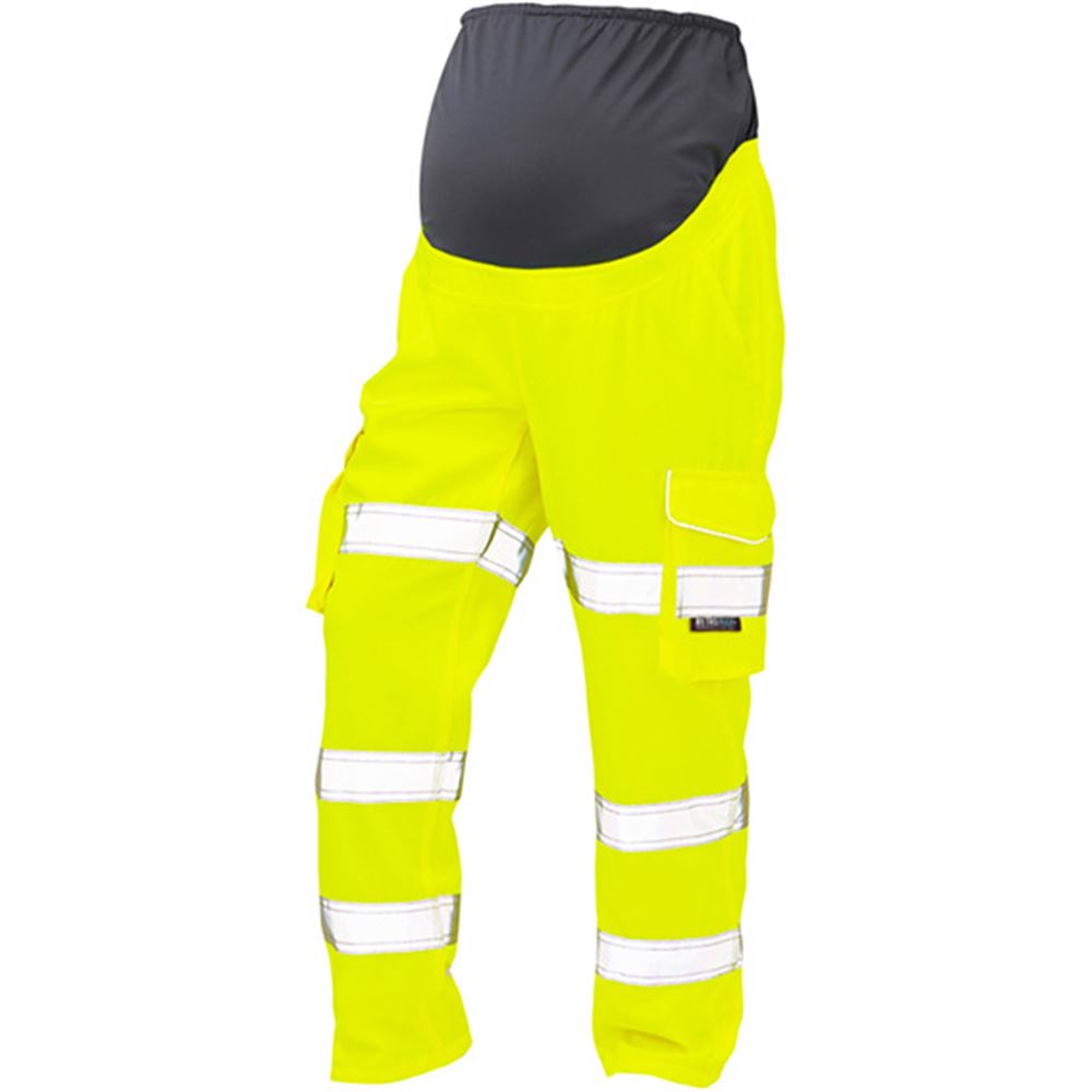 Leo Workwear Verity Yellow Polycotton Women's Hi Vis Maternity Cargo Trouser