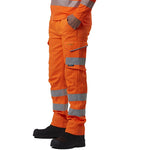 Leo Workwear Kingford Orange EcoViz Stretch Polycotton Hi Vis Cargo Trouser