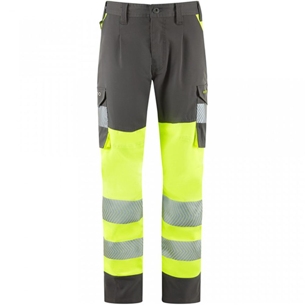 Leo Workwear Winsford EcoViz Women's Yellow/Grey Stretch Hi Vis Cargo Trouser