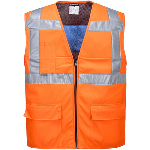 Portwest CV02 Orange Mesh Lined Hi Vis Cooling Vest