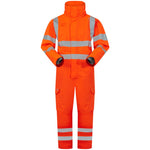 Leo Workwear Watertown Orange EcoViz 10KX Waterproof Breathable Stretch Hi Vis Coverall