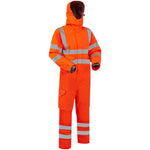 Leo Workwear Watertown Orange EcoViz 10KX Waterproof Breathable Stretch Hi Vis Coverall