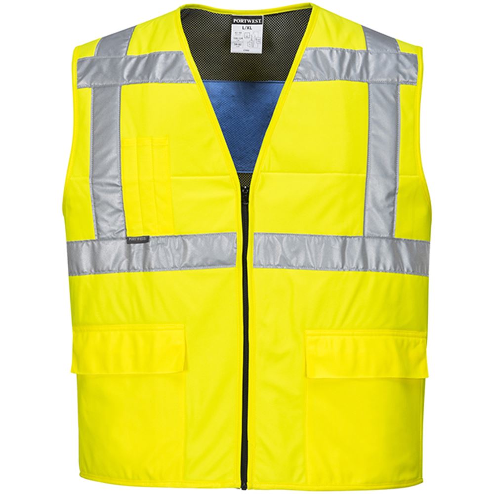 Portwest CV02 Yellow Mesh Lined Hi Vis Cooling Vest