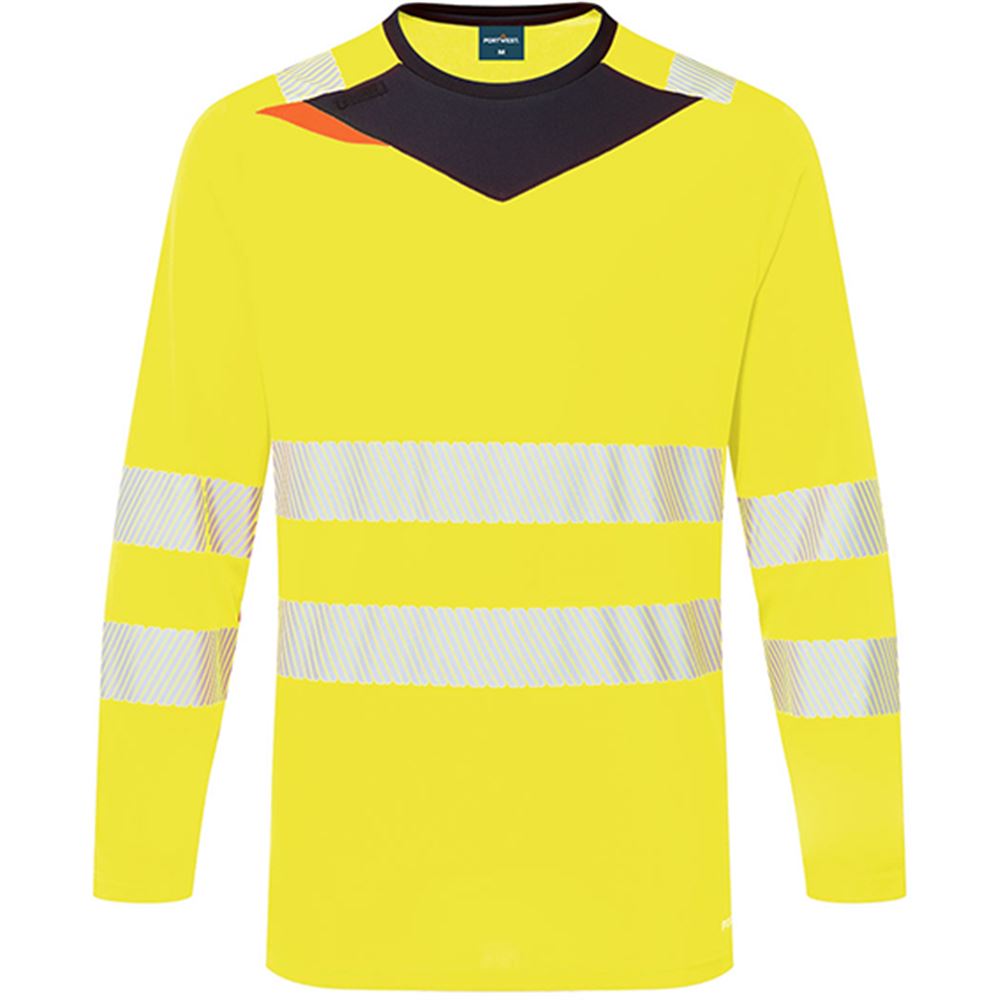 Portwest DX416 DX4 Yellow Long Sleeved Hi Vis T-Shirt