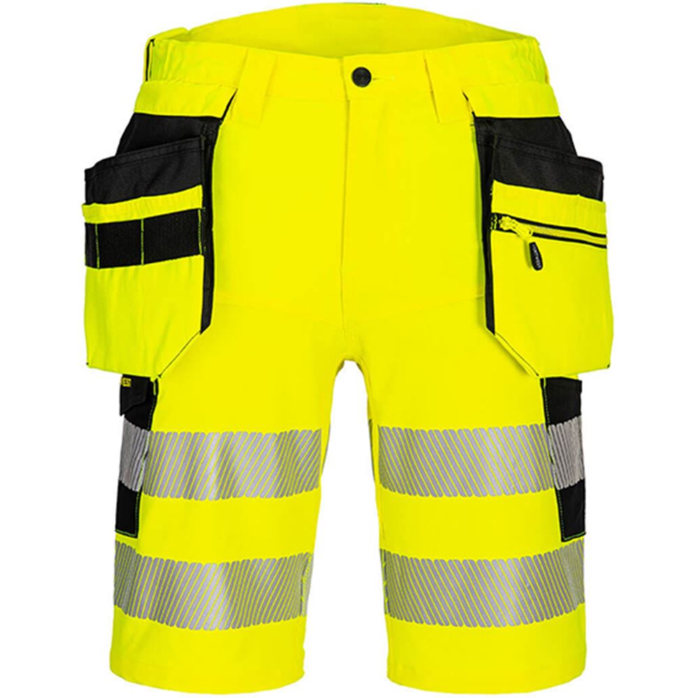 Portwest DX446 DX4 Yellow Stretch Hi Vis Holster Pocket Shorts