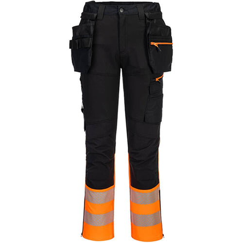 Portwest DX457 DX4 Orange/Black Class 1 Stretch Detachable Holster Pocket Hi Vis Craft Trouser