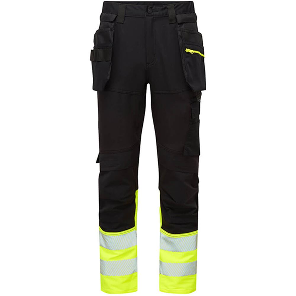 Portwest DX457 DX4 Yellow/Black Class 1 Stretch Detachable Holster Pocket Hi Vis Craft Trouser