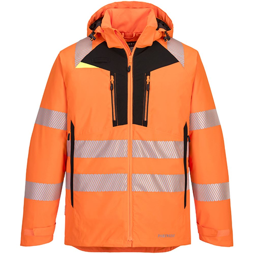 Portwest DX461 DX4 Orange/Black Stretch Padded Lined Waterproof Hi Vis Winter Jacket