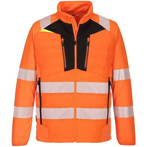 Portwest DX473 DX4 Orange/Black Padded Hi Vis Hybrid Baffle Jacket