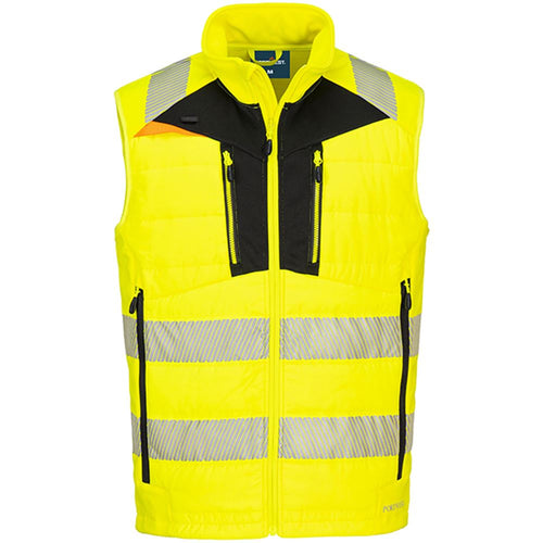 Portwest DX479 DX4 Yellow Mesh Lined Padded Hi Vis Softshell Bodywarmer