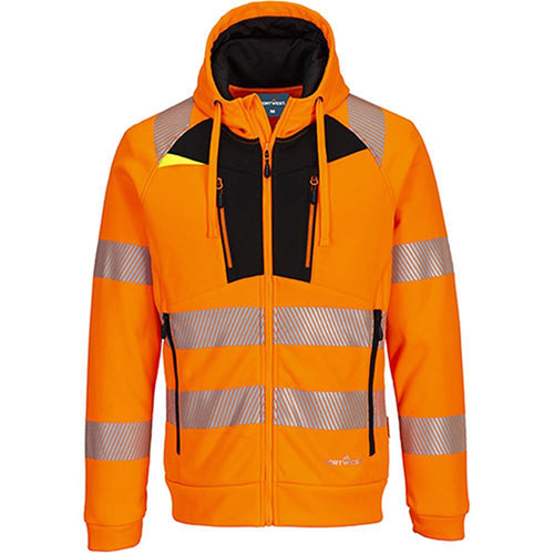 Portwest DX484 DX4 Orange Lined Hi Vis Zipped Hooded Sweatshirt