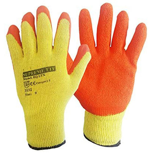 Orange Builders Grip Gloves with Latex Palm Coating - 10g