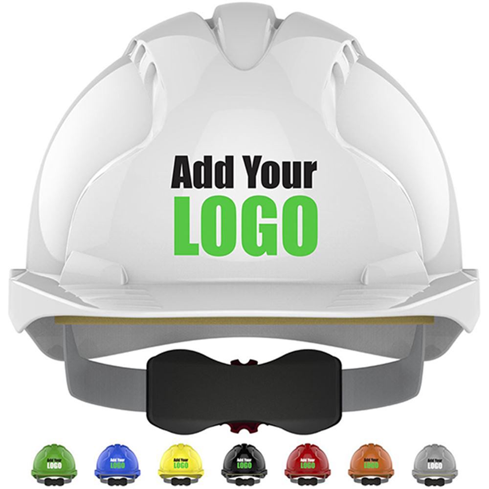 JSP EVO3 Custom Printed Safety Helmet - Vented Wheel Ratchet Mid Peak
