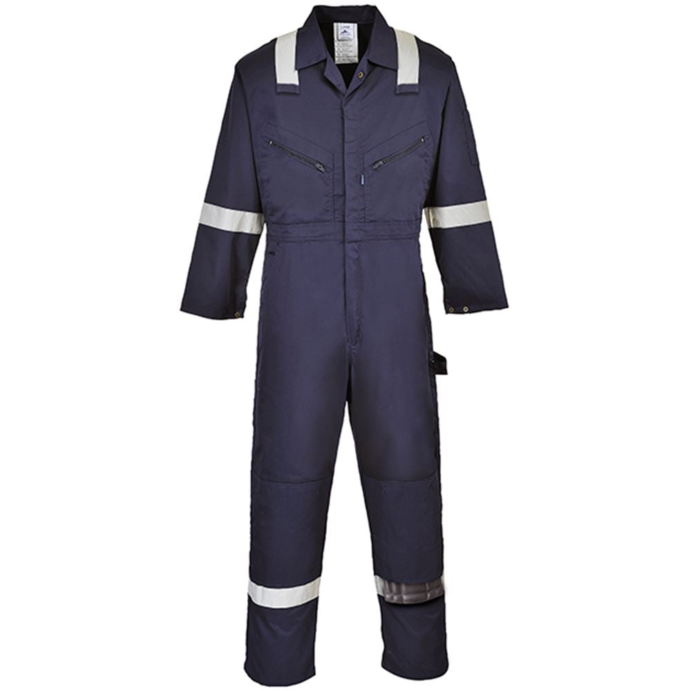 Portwest F813 Navy Iona Polycotton Reflective Hi Vis Coverall 245g
