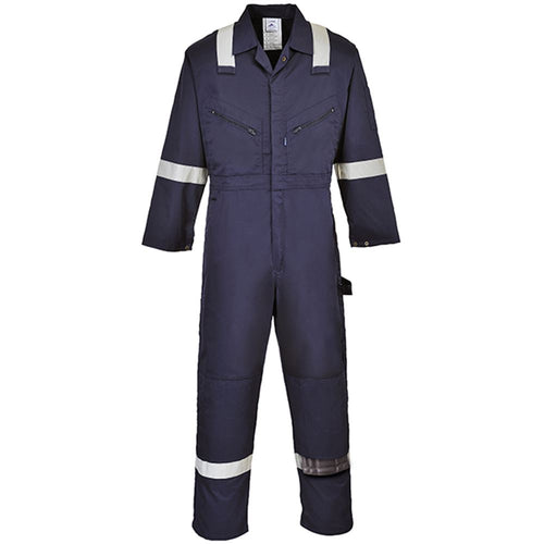 Portwest F813 Navy Iona Polycotton Reflective Hi Vis Coverall 245g