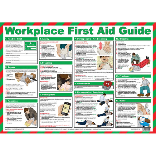 Workplace First Aid Guide Poster - Laminated A2