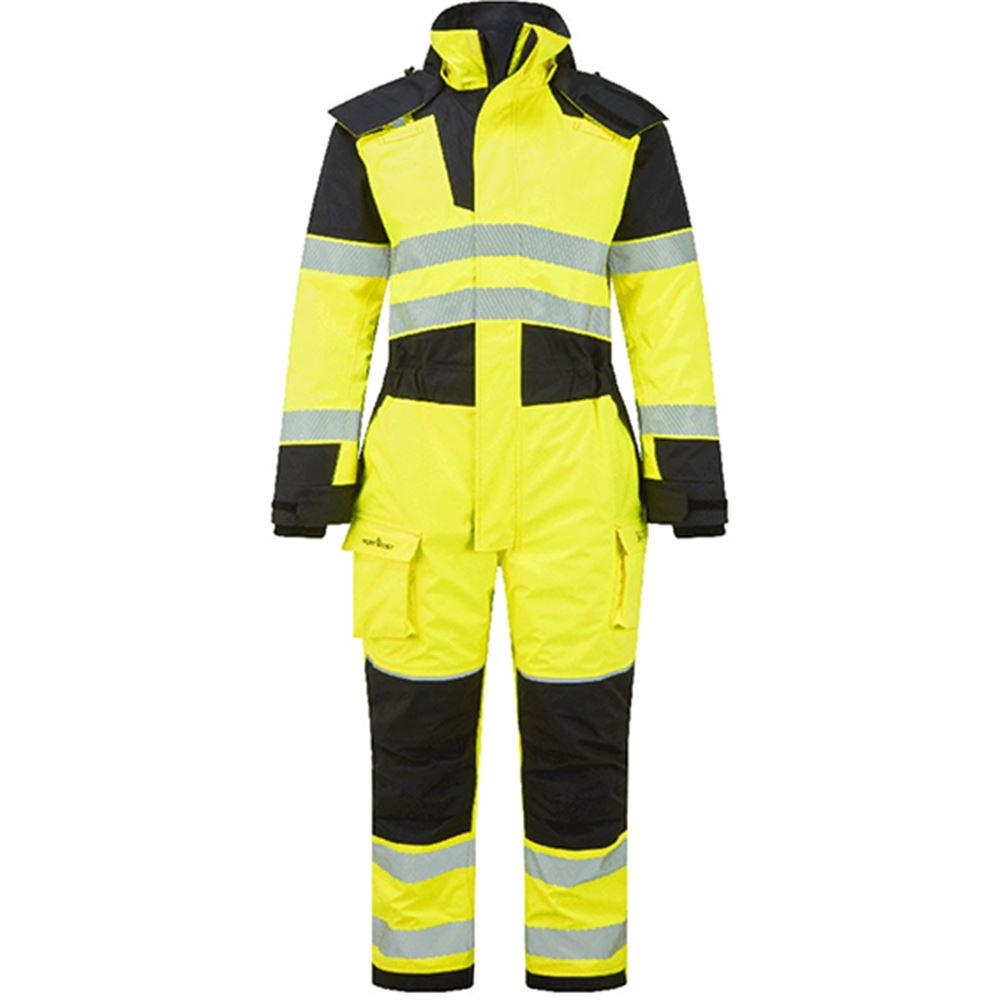 Portwest FR516 PW3 Modaflame Rain+ Multi-Norm Yellow Flame Resistant Anti Static Arc Hi Vis Winter Coverall