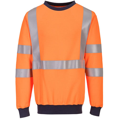 Portwest FR703 Orange Modaflame Knit Inherent Flame Resistant Anti Static Arc Hi Vis Sweatshirt