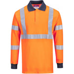Portwest FR76 Orange Modaflame Knit Inherent Flame Resistant Anti Static Arc Hi Vis Long Sleeve Polo Shirt