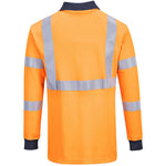 Portwest FR76 Orange Modaflame Knit Inherent Flame Resistant Anti Static Arc Hi Vis Long Sleeve Polo Shirt