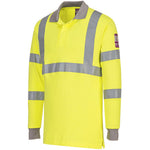 Portwest FR77 Yellow Modaflame Knit Flame Resistant Anti Static Long Sleeve Hi Vis Polo Shirt