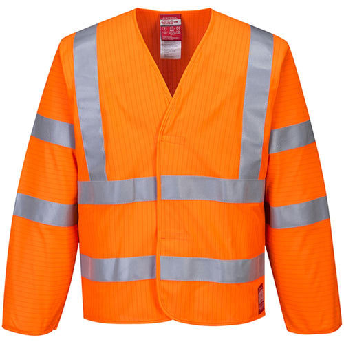 Portwest FR85 Orange Bizflame Work Flame Resistant Anti Static Long Sleeve Hi Vis Vest