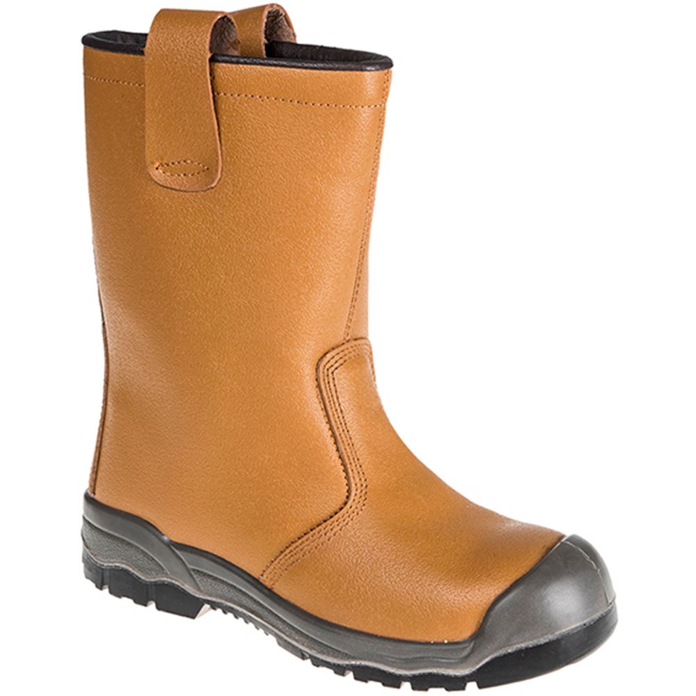 Portwest FW13 Steelite Tan Fur Lined Safety Rigger Boot with Scuff Cap S1P CI SRC