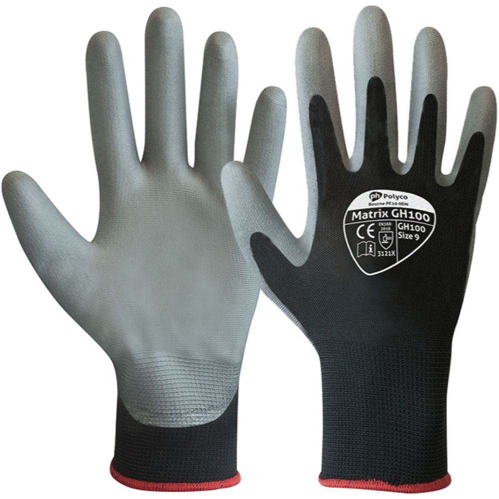 Polyco Matrix Shield GH100 Grip Gloves with PU Palm - 13g
