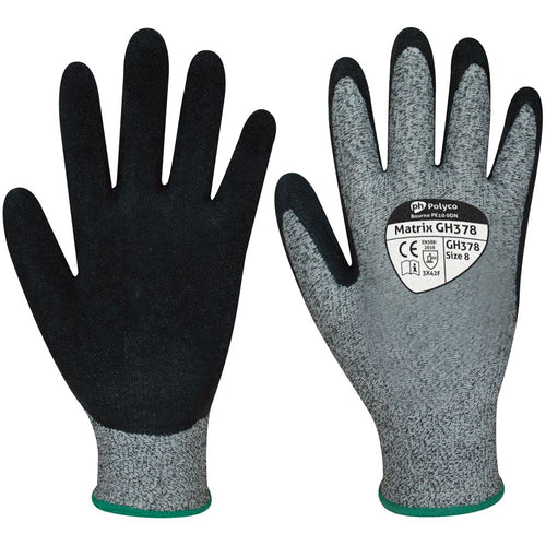 Polyco Matrix GH378 Cut F Cut Resistant Gloves with Latex Palm - 13g