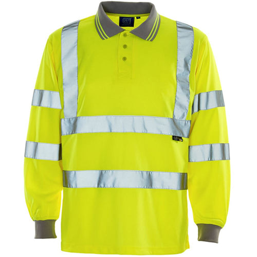 Supertouch Yellow Hi-Vis Long Sleeve Polo Shirt