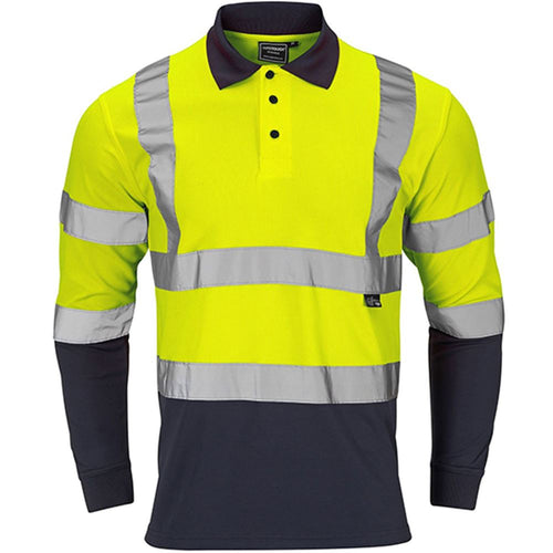 Supertouch Yellow/Navy Hi-Vis Two Tone Long Sleeve Polo Shirt
