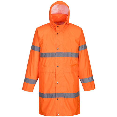 Portwest H442 Orange Long Length Hi Vis Waterproof Jacket (100cm)