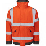 Leo Workwear Chivenor Orange EcoViz 4K Baffle Lined Waterproof Hi Vis Bomber Jacket
