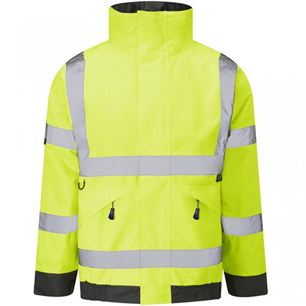 Leo Workwear Chivenor Yellow EcoViz 4K Baffle Lined Waterproof Hi Vis Bomber Jacket
