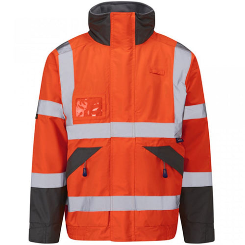 Leo Workwear Bickington Orange EcoViz 4K Superior Fleece Lined Waterproof Hi Vis Bomber Jacket