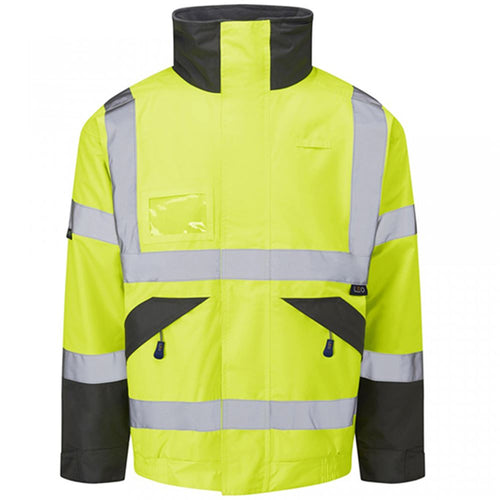 Leo Workwear Bickington Yellow EcoViz 4K Superior Fleece Lined Waterproof Hi Vis Bomber Jacket