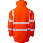 Leo Workwear Dartmoor Orange EcoViz 15K Mesh Lined Waterproof Breathable Hi Vis Bomber Jacket