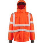 Leo Workwear Dartmoor Orange EcoViz 15K Mesh Lined Waterproof Breathable Hi Vis Bomber Jacket