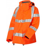 Leo Workwear Rosemoor Orange Women's Waterproof Breathable Hi Vis Jacket with Maternity Expander