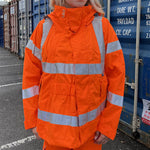 Leo Workwear Rosemoor Orange Women's Waterproof Breathable Hi Vis Jacket with Maternity Expander