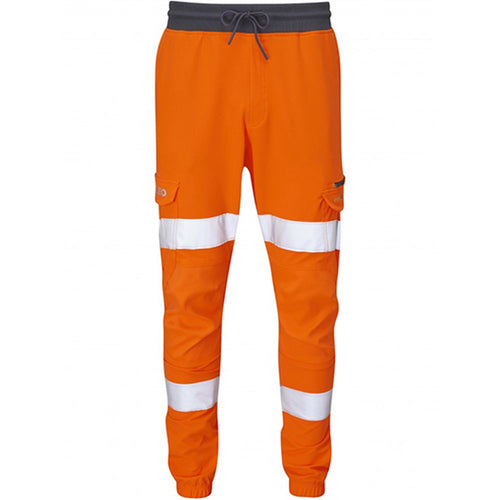 Leo Workwear Hawkridge Orange EcoViz 4X Stretch Hi Vis Jog Trouser