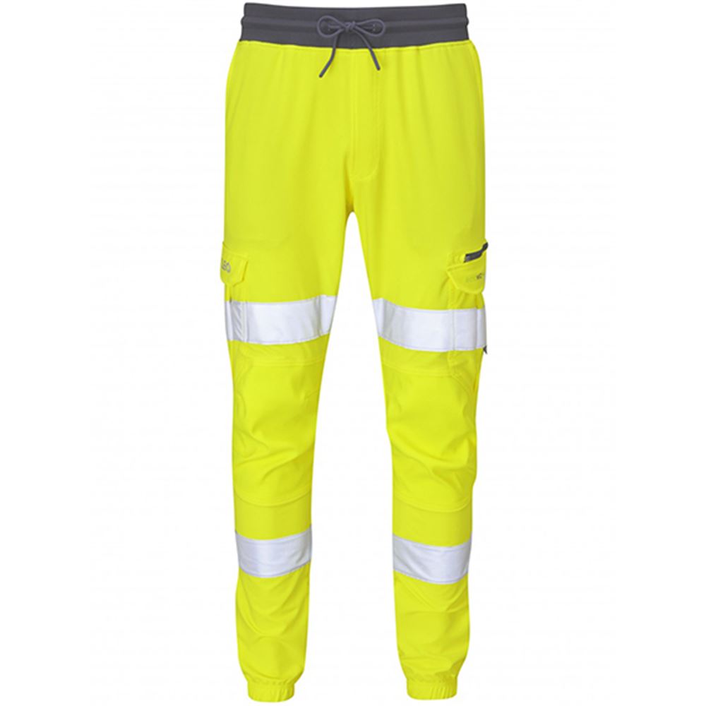 Leo Workwear Hawkridge Yellow EcoViz 4X Stretch Hi Vis Jog Trouser