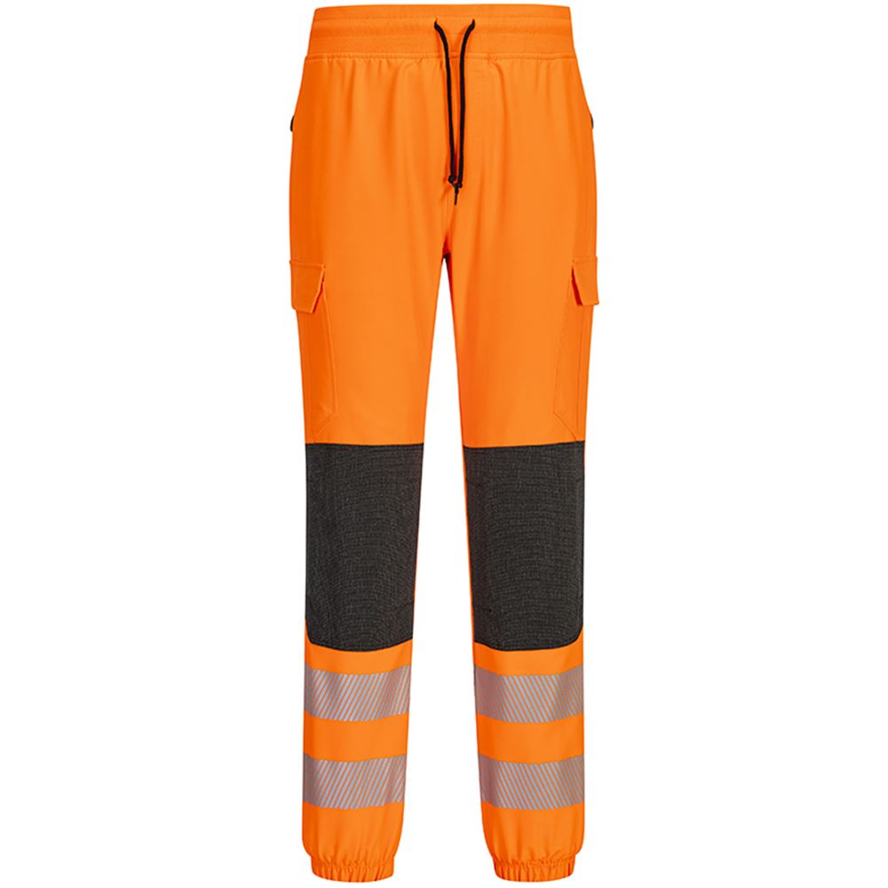 Portwest KX346 KX3 Orange Slim Fit Stretch Hi Vis Flexi Jogging Bottoms