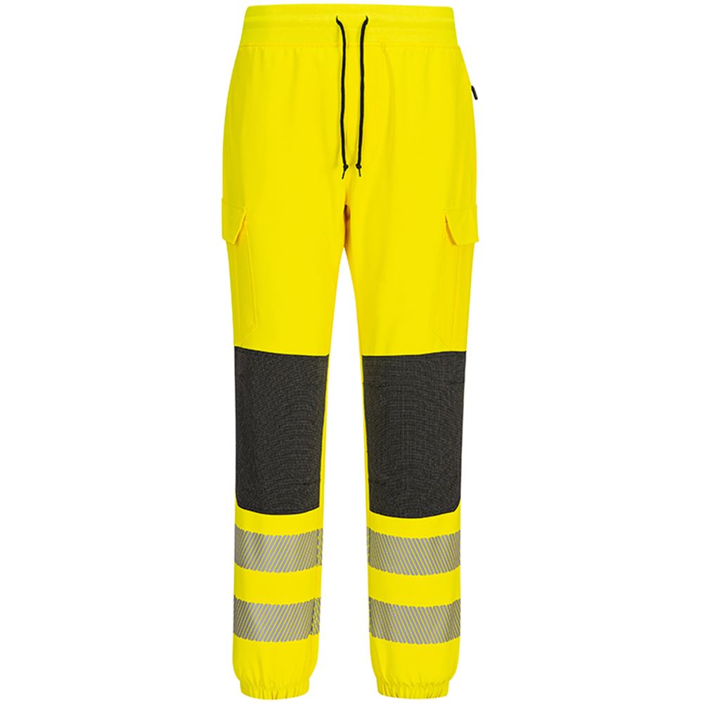 Portwest KX346 KX3 Yellow Slim Fit Stretch Hi Vis Flexi Jogging Bottoms