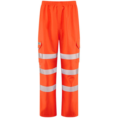 Leo Workwear Instow Orange LTEC 15K Waterproof Breathable Hi Vis Cargo Trouser