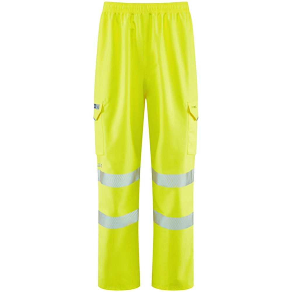 Leo Workwear Instow Yellow LTEC 15K Waterproof Breathable Hi Vis Cargo Trouser