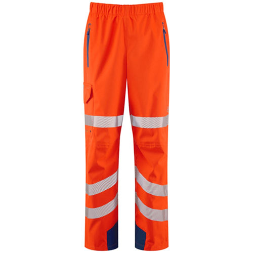 Leo Workwear Lundy Orange LTEC 20K High Performance Waterproof Breathable Hi Vis Cargo Trouser