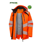 Pulsar Life LFE910 Rail Orange GRS Recycled Waterproof Breathable Hi Vis Shell Jacket