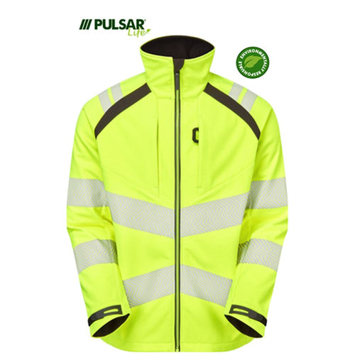Pulsar Life LFE915 Yellow GRS Recycled Hi Vis Softshell Jacket