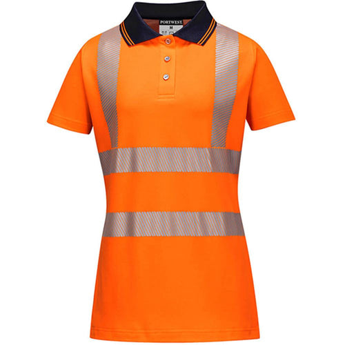 Portwest LW72 Orange Womens Hi Vis Polo Shirt